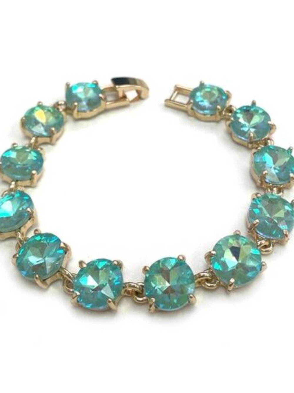 Dopamine Round Cushion Cut Crystal Glass Linked Bracelet